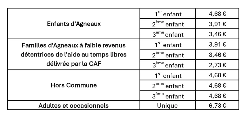 Tarif Scolaire